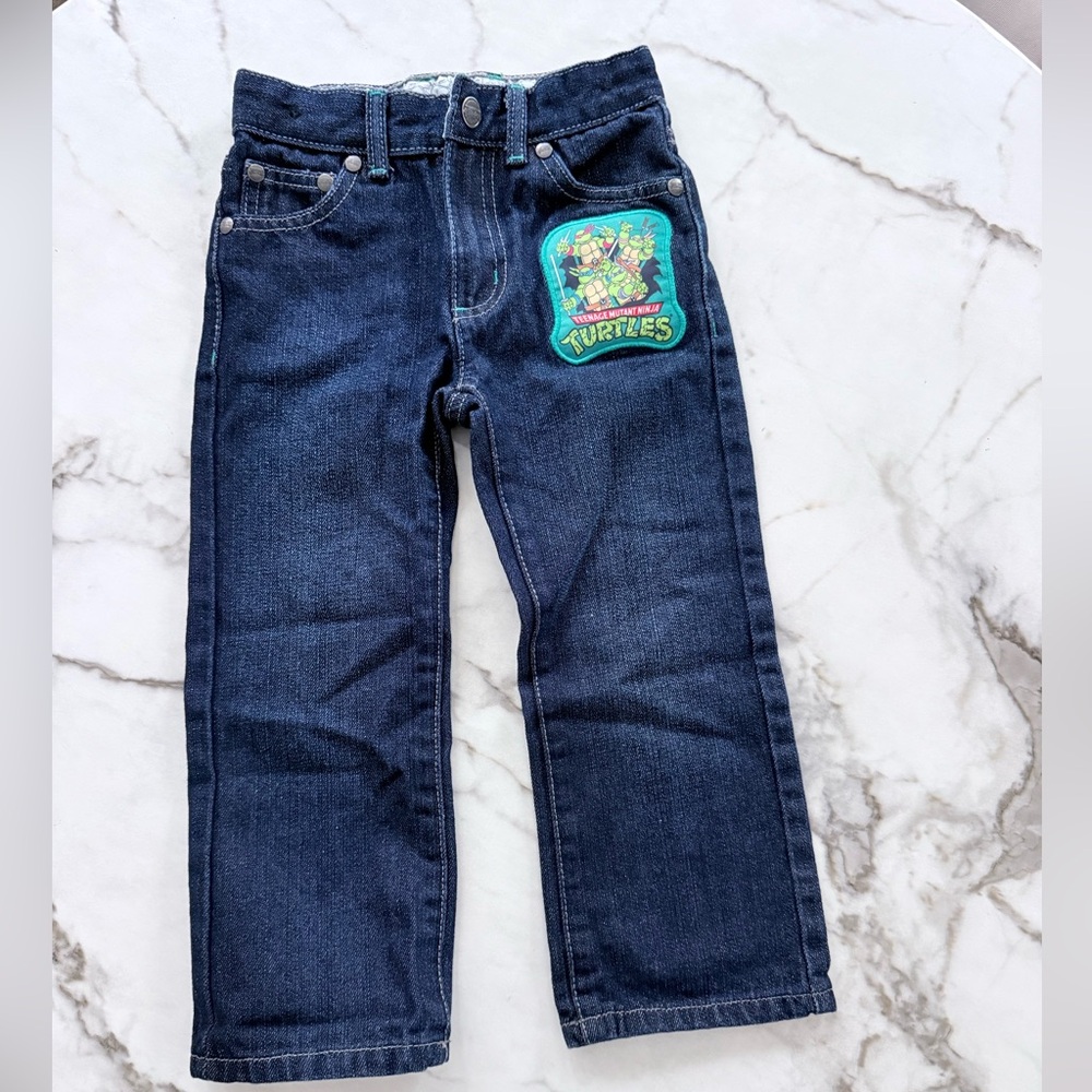 Nickelodeon Dark Blue Denim Kids Jeans with TMNT Patch